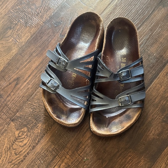 Birkenstock Shoes - Birkenstock Silver and Brown Strappy Sandals size 38